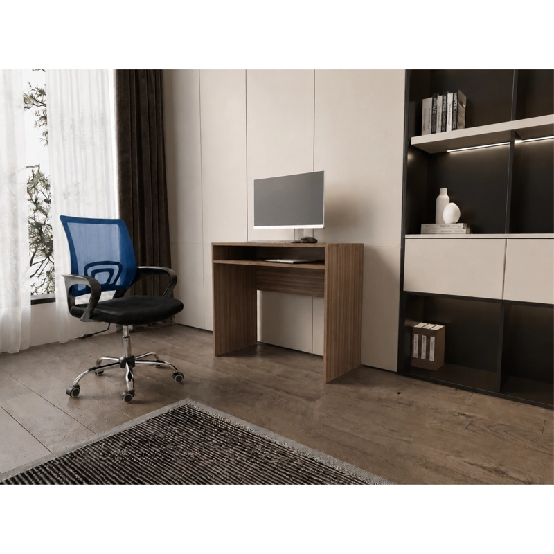 COMBO OFICINA ESCRITORIO AVELLANA + SILLA NEW YORK ERGONOMICA ALTURA AJUSTABLE - 1
