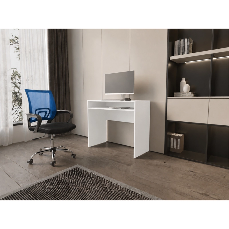 COMBO OFICINA 1 ESCRITORIO BLANCO + SILLA NEW YORK ERGONOMICA ALTURA AJUSTABLE - 1