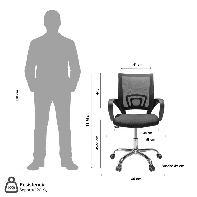 COMBO OFICINA 1 ESCRITORIO BLANCO + SILLA NEW YORK ERGONOMICA ALTURA AJUSTABLE - 7