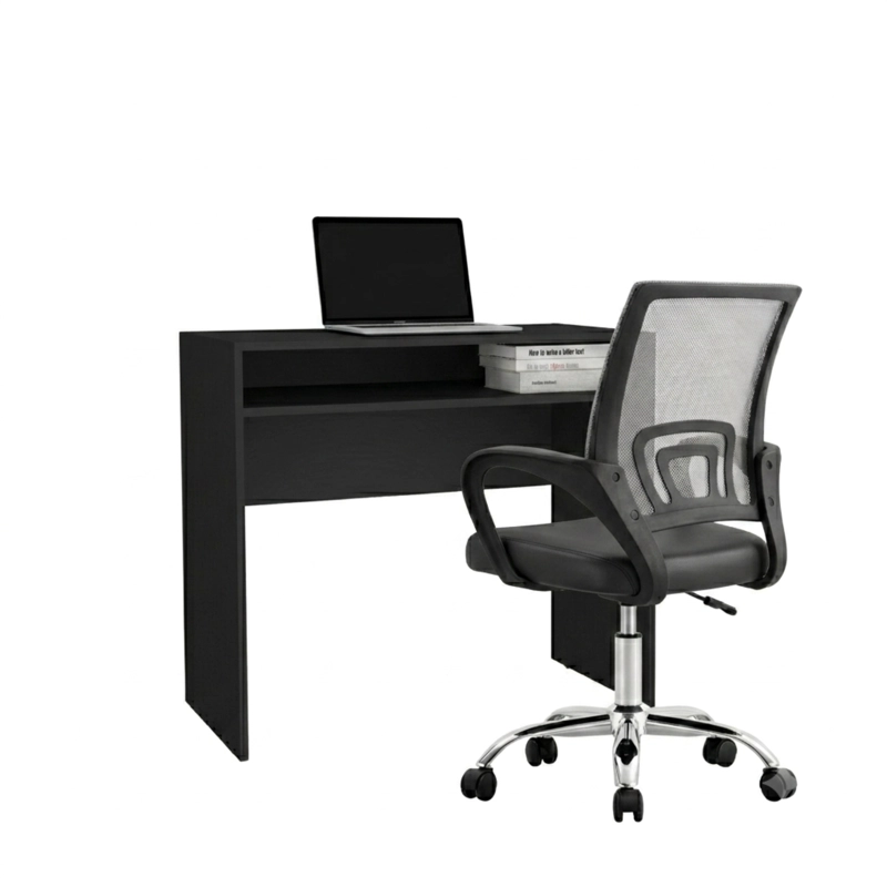 COMBO OFICINA 1 ESCRITORIO WENGUE + SILLA NEW YORK ERGONOMICA ALTURA AJUSTABLE - 1