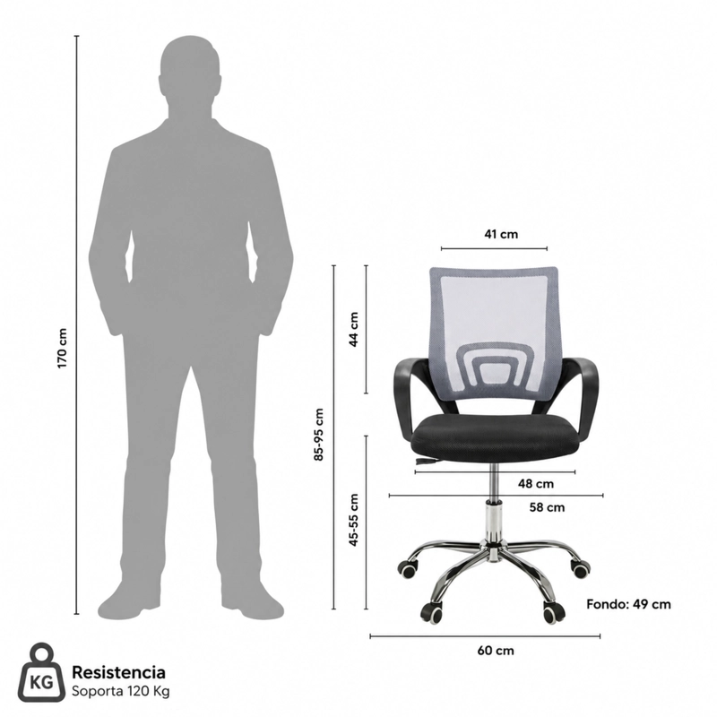 COMBO OFICINA 1 ESCRITORIO WENGUE + SILLA NEW YORK ERGONOMICA ALTURA AJUSTABLE - 11