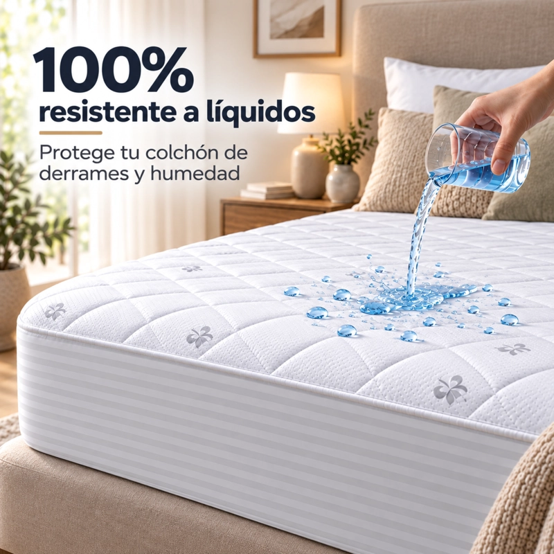 CUBRECOLCHON PROTECTOR IMPERMEABLE AQUABED BLANCO - TAMAÑO KING - 2