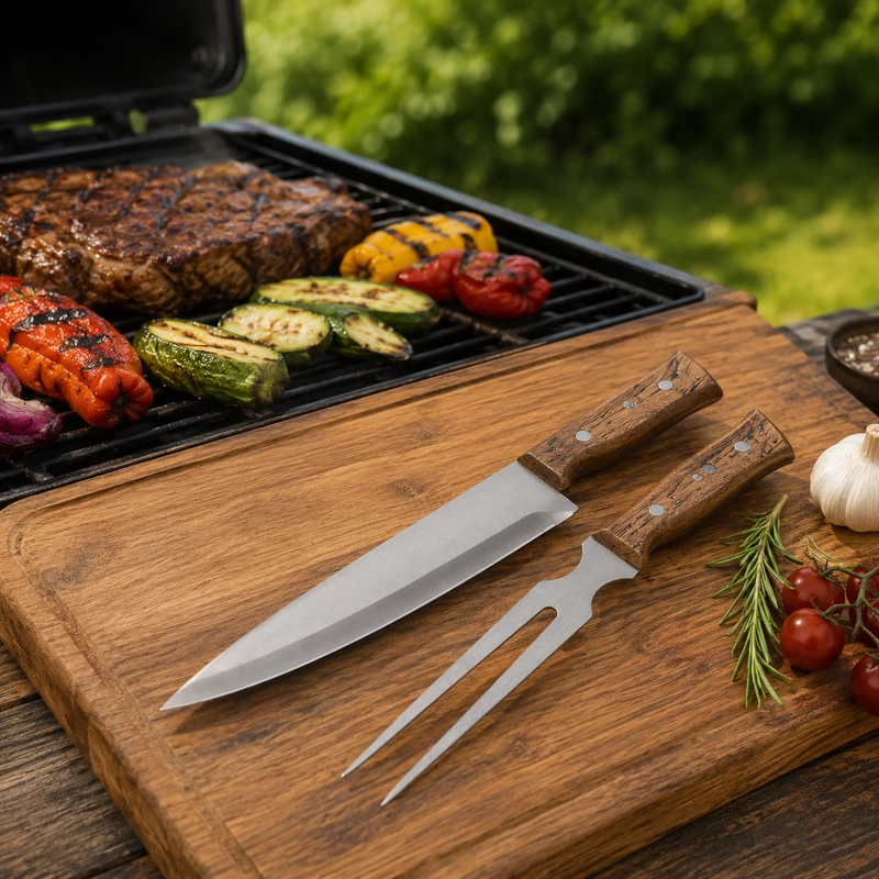 CUCHILLO Y PINCHO ARTHOME PARA PARRILLA ACERO INOXIDABLE - 2