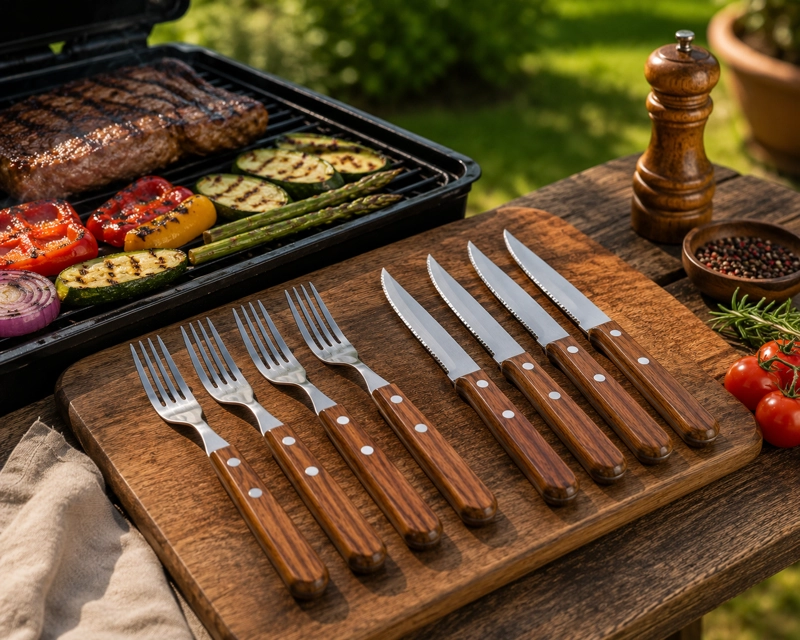 CUBIERTOS 8 PIEZAS ARTHOME PARA PARRILLA ACERO INOXIDABLE - 3