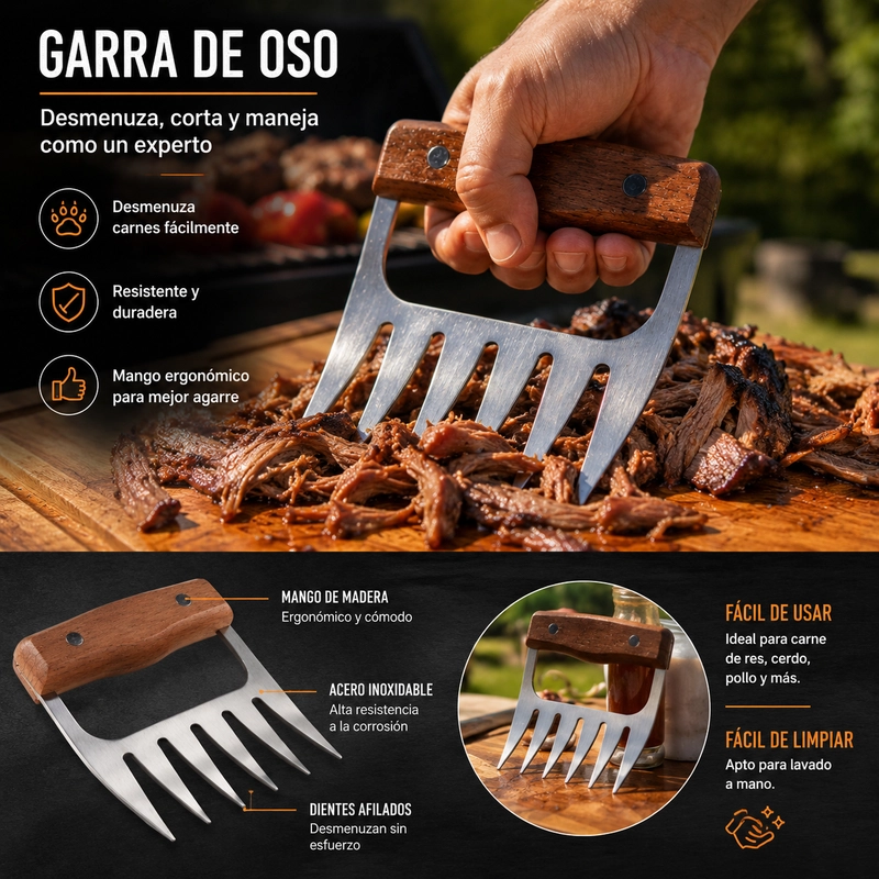GARRA DE OSO ARTHOME PARA PARRILLA ACERO INOXIDABLE - 3