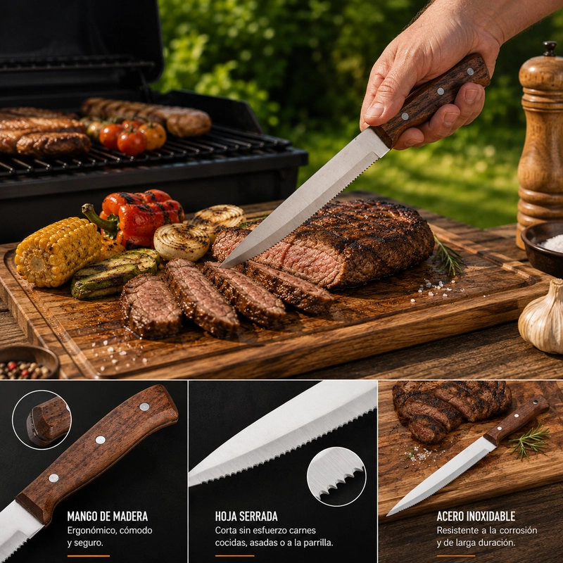 CUCHILLO SIERRA ARTHOME PARA PARRILLA ACERO INOXIDABLE - 3