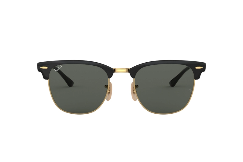 LENTES SOL RAY-BAN CLUBMASTER METAL NEGRO POLARIZADOS - 1