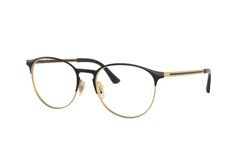 LENTES RAY-BAN ÓPTICOS NEGRO SOBRE DORADO ÓPTICAL - 2