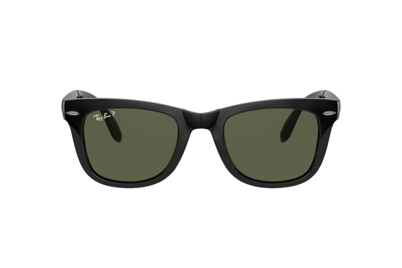 LENTES SOL RAY-BAN WAYFARER FOLDING NEGRO POLARIZADOS - 1