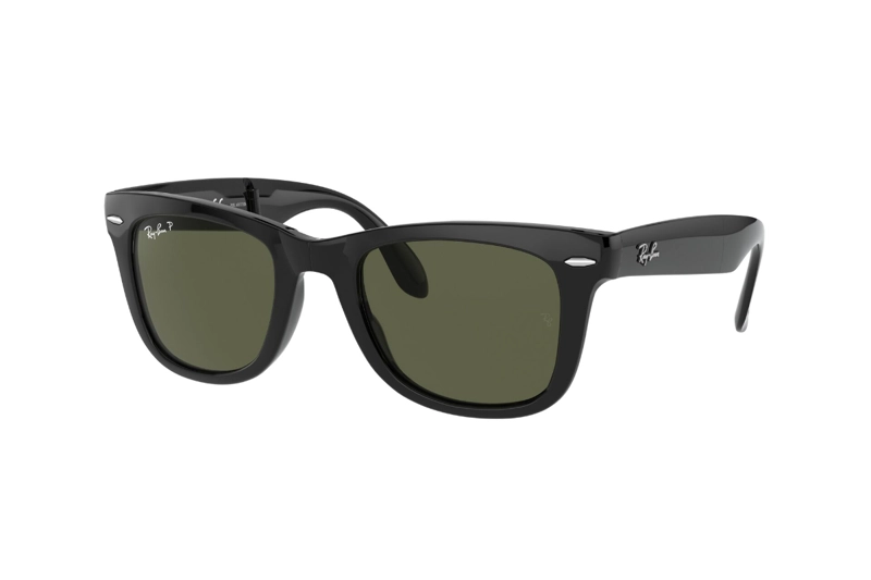 LENTES SOL RAY-BAN WAYFARER FOLDING NEGRO POLARIZADOS - 2