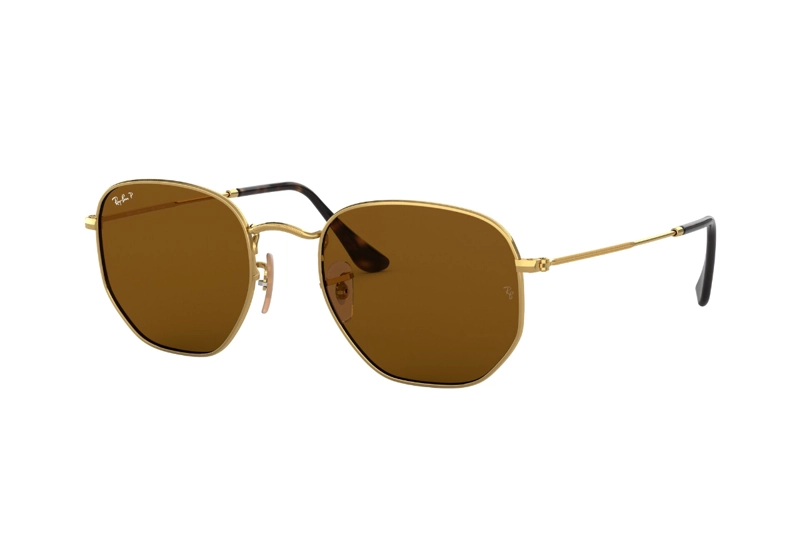 LENTES SOL RAY-BAN HEXAGONAL CAFÉ POLARIZADOS - 2