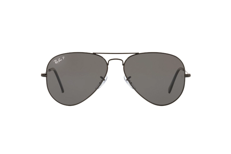 LENTES SOL RAY-BAN AVIATOR LARGE METAL NEGRO POLARIZADOS - 1