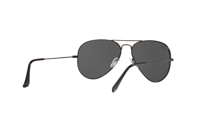 LENTES SOL RAY-BAN AVIATOR LARGE METAL NEGRO POLARIZADOS - 8