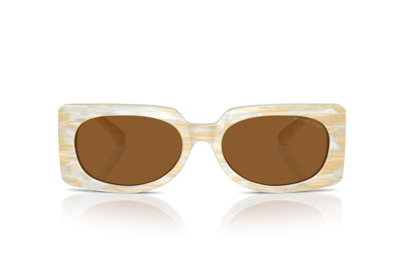 LENTES SOL MICHAEL KORS BORDEAUX BEIGE RAYADO - 1