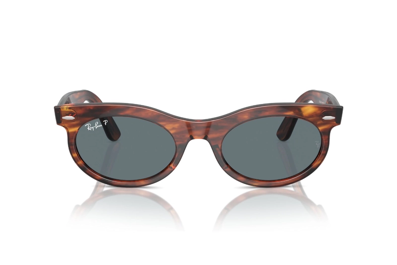 LENTES SOL RAY-BAN WAYFARER OVAL HAVANA RAYADO POLARIZADOS - 1