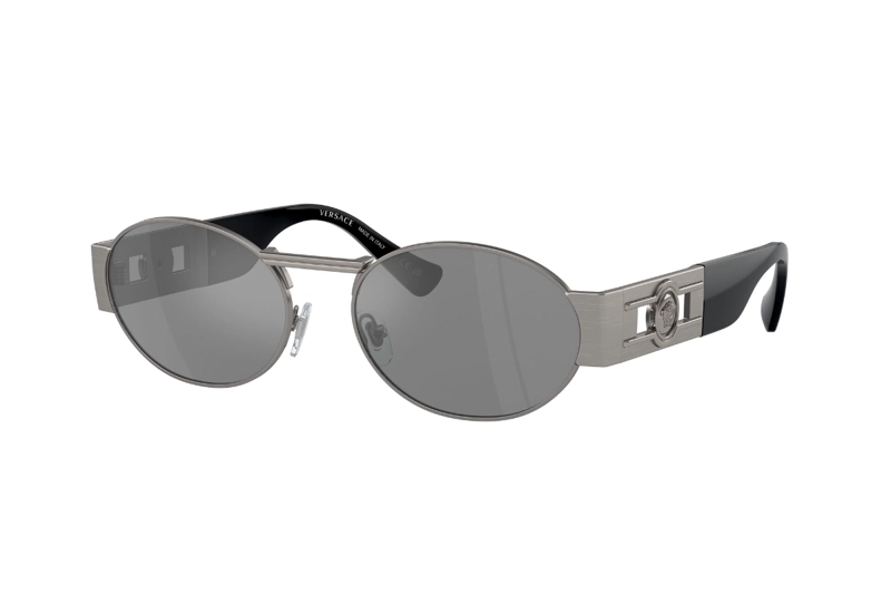 LENTES SOL VERSACE MEDUSA DECO PLATEADO ESPEJADOS - 1