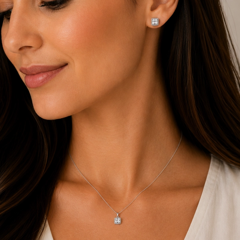 CONJUNTO AROS + COLGANTE BRILLANTE PLATA 925 MUJER RIALTO - 2