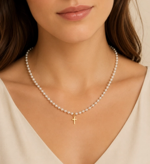 COLLAR CRUZ PERLAS MUJER - 1