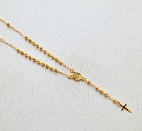 COLLAR ROSARIO DORADO MUJER - 1