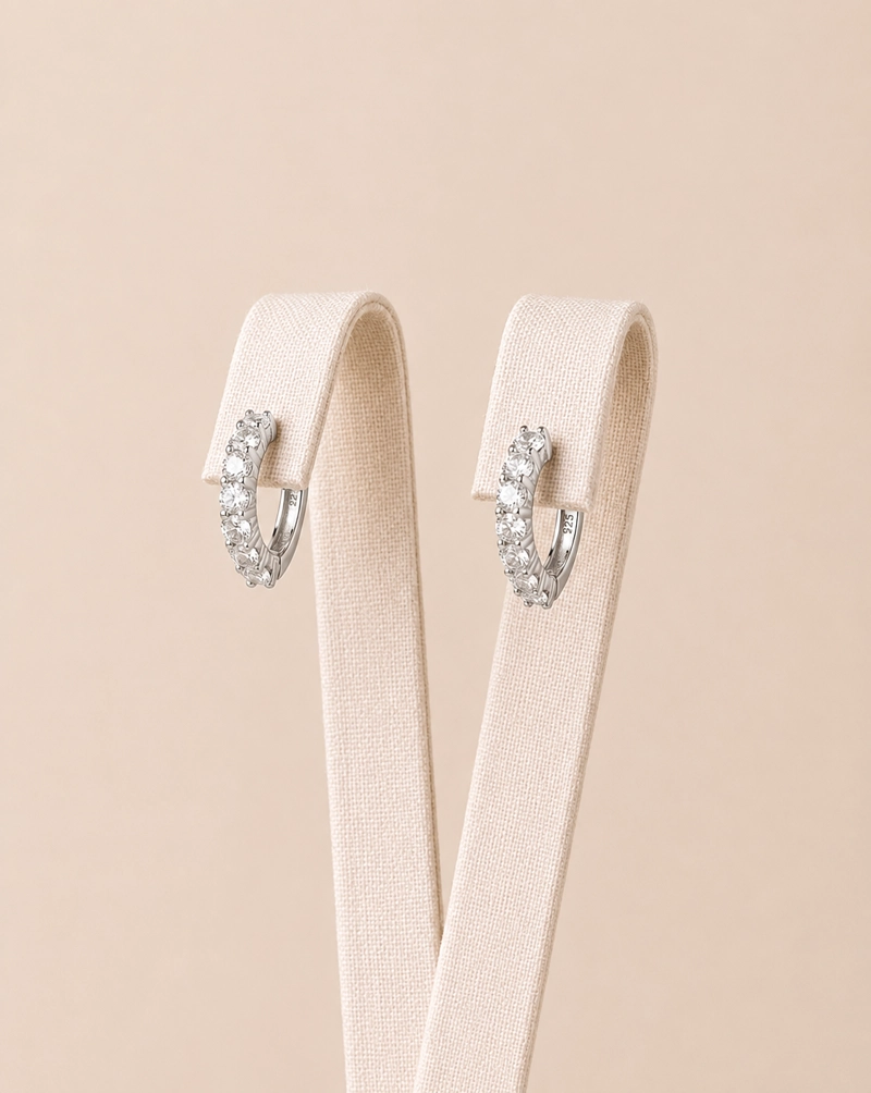 ARGOLLAS PLATA MICRO CIRCONES BLANCO MUJER - 1