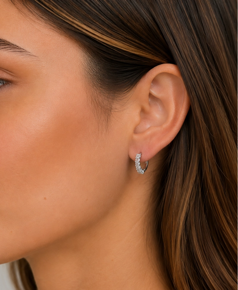 ARGOLLAS PLATA MICRO CIRCONES BLANCO MUJER - 2