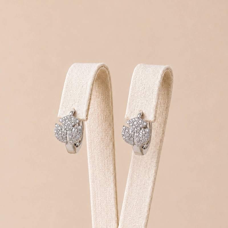 ARGOLLAS PLATA TREBOL MICRO CIRCONES BLANCO MUJER - 1