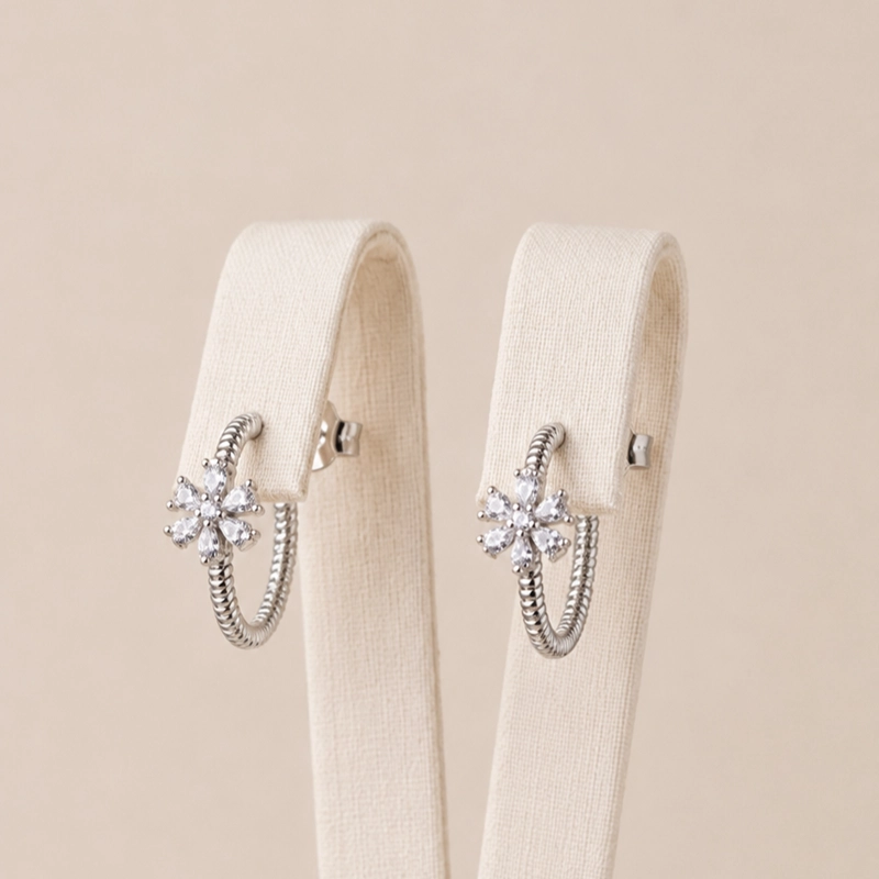 ARGOLLAS PLATA 925 FLOR DE MICRO CIRCONES MUJER RIALTO - 1