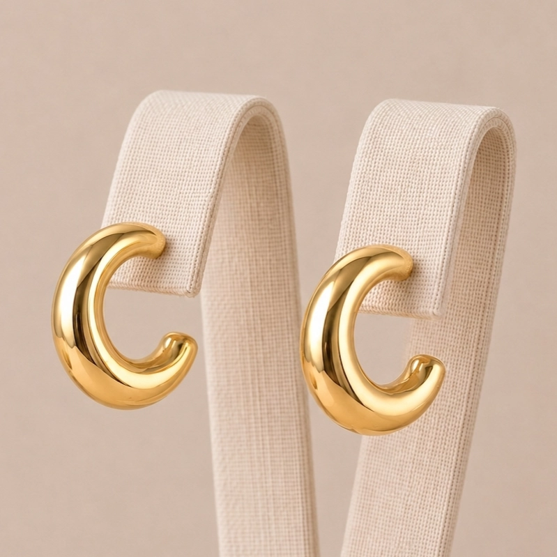ARGOLLAS GRANDES ENCHAPE DE ORO 18K MUJER RIALTO - 1