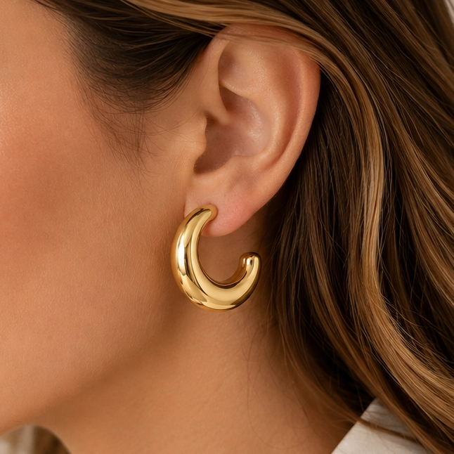 ARGOLLAS GRANDES ENCHAPE DE ORO 18K MUJER RIALTO - 2