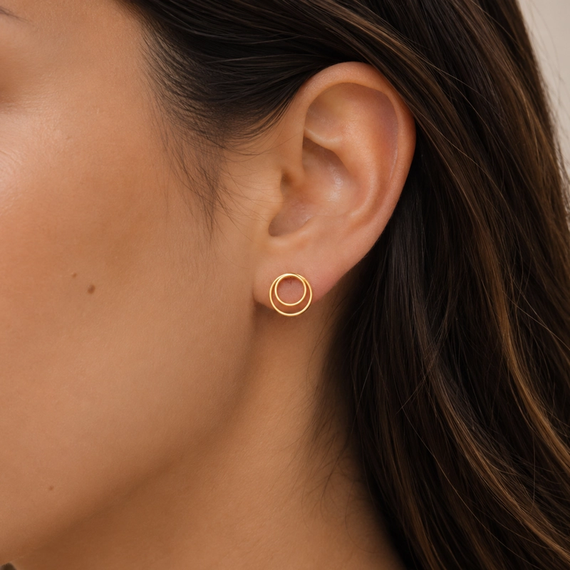 AROS CIRCULARES EN ENCHAPE DE ORO 18 K MUJER RIALTO - 2