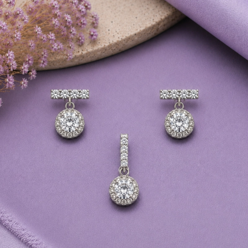 CONJUNTO AROS + COLGANTE BRILLANTE PLATA 925 MUJER RIALTO - 1