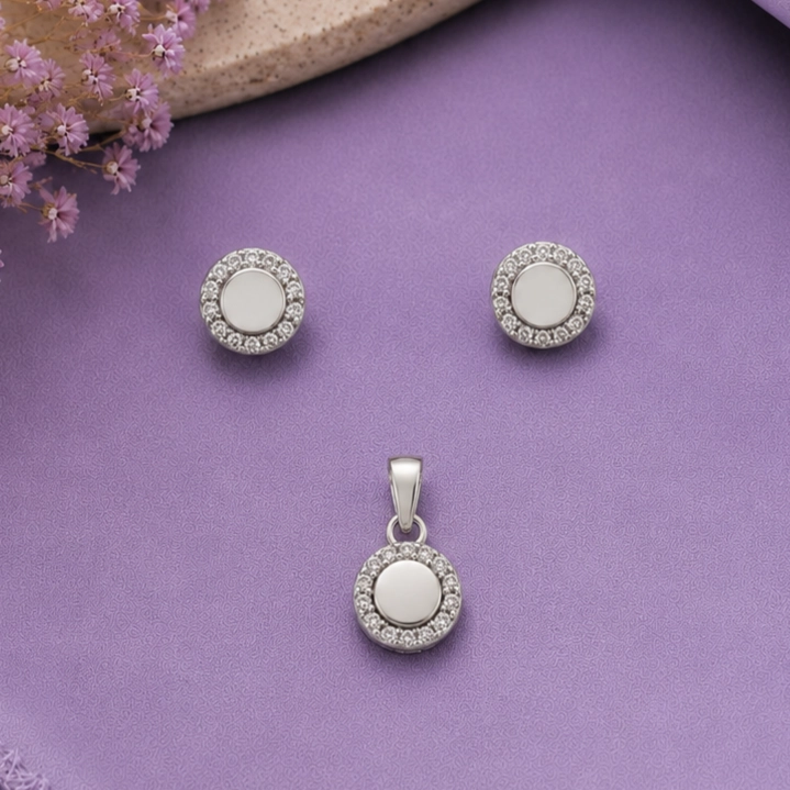CONJUNTO AROS + COLGANTE BRILLANTE PLATA 925 MUJER RIALTO - 1
