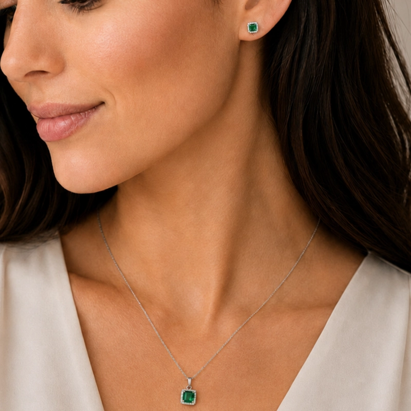 CONJUNTO AROS + COLGANTE BRILLANTE PLATA 925 MUJER RIALTO - 2