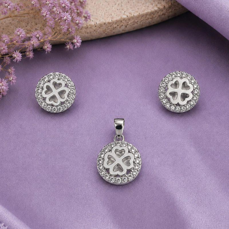 CONJUNTO AROS + COLGANTE TRE BOL DE CORAZONES PLATA 925 MUJER RIALTO - 1