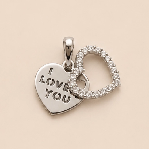 COLGANTE DOBLE CORAZON PLATA 925 MUJER RIALTO - 1