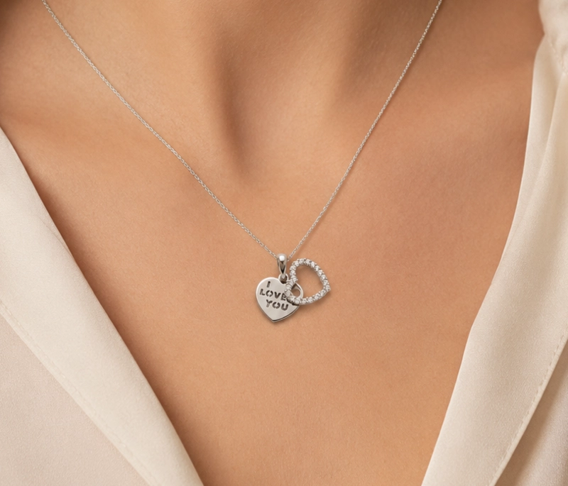 COLGANTE DOBLE CORAZON PLATA 925 MUJER RIALTO - 2