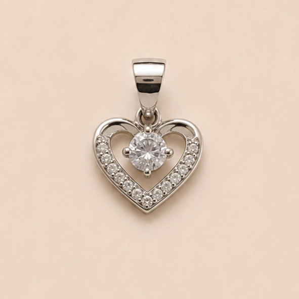 COLGANTE CORAZON CENTRAL BRILLANTE PLATA 925 MUJER RIALTO - 1
