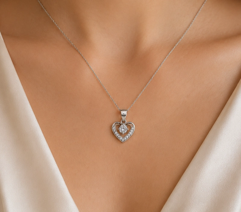 COLGANTE CORAZON CENTRAL BRILLANTE PLATA 925 MUJER RIALTO - 2