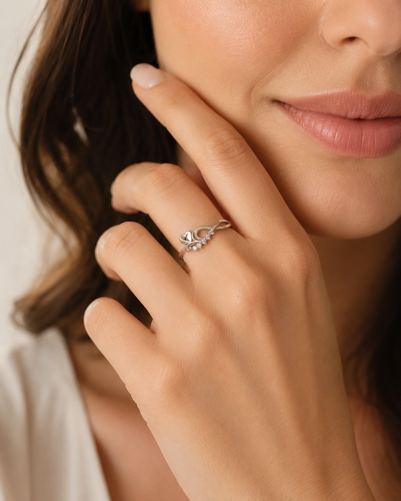 ANILLO INFINITO CON CORAZON PLATA 925 RODINADA MUJER RIALTO - 2