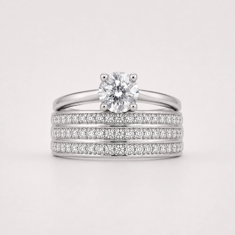 ANILLO TRIPLE CINTILLO SOLITARIO MUJER RIALTO BLANCO - 1