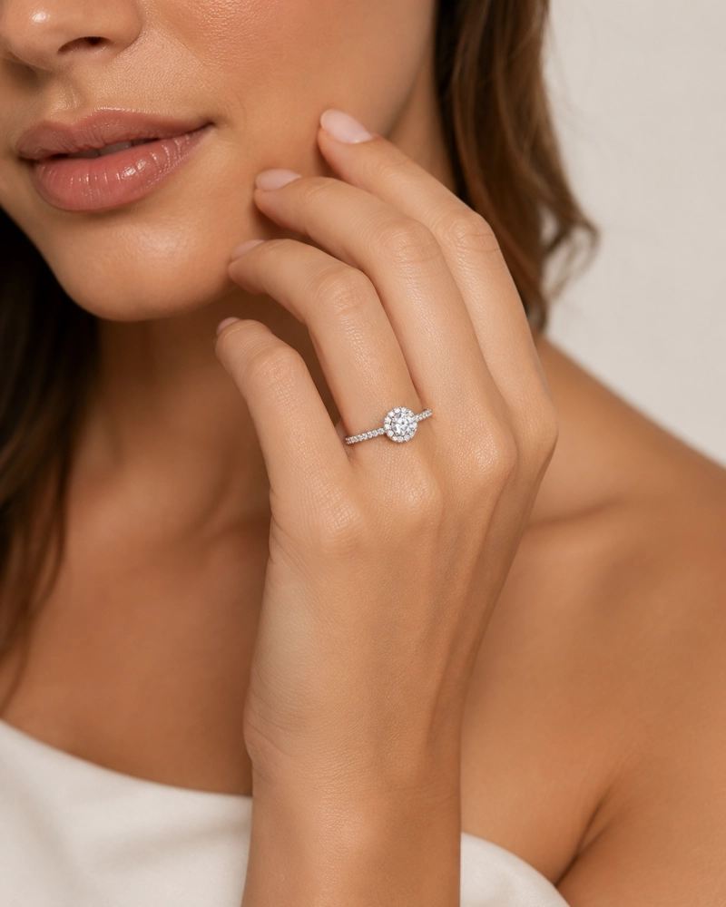 ANILLO SOLITARIO CIRCON CON MICRO CIRCONES MUJER RIALTO BLANCO - 2