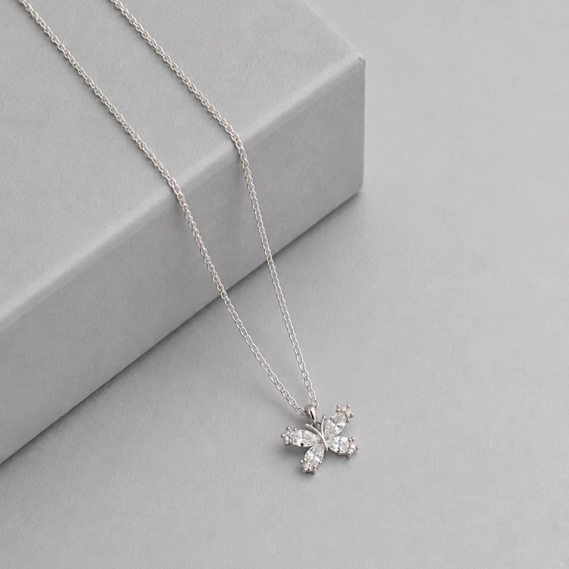 COLLAR MARIPOSA PLATA 925 MUJER RIALTO BLANCO - 1