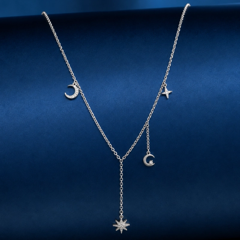 COLLAR LUNAS Y ESTRELLAS PLATA MUJER RIALTO BLANCO - 2