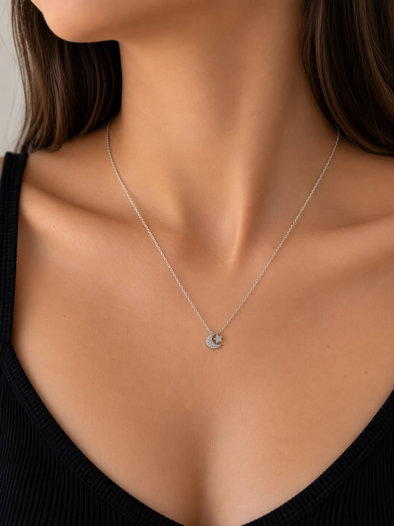 COLLAR LUNA Y ESTRELLA PLATA MUJER RIALTO - 3
