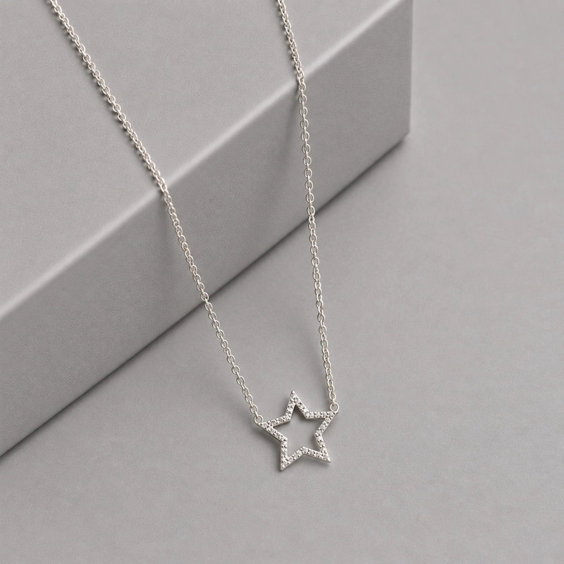 COLLAR ESTRELLA PLATA RODINADA 925 MUJER RIALTO - 1