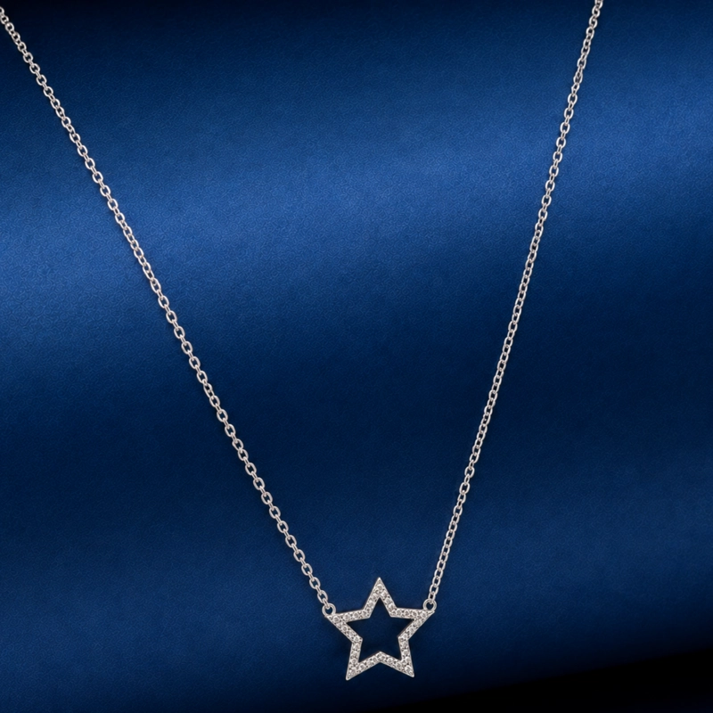 COLLAR ESTRELLA PLATA RODINADA 925 MUJER RIALTO - 2