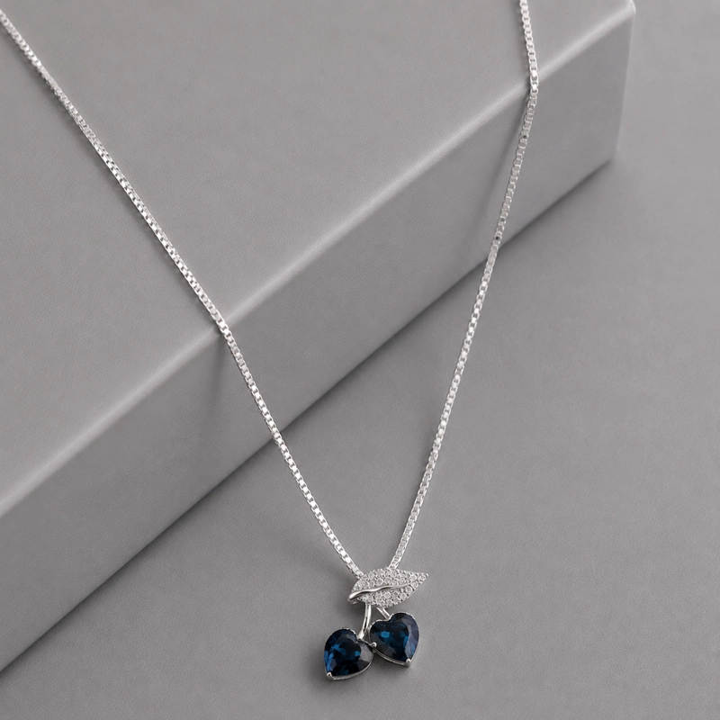 COLLAR CEREZA CON CRISTALES AZULES PLATA 925 MUJER RIALTO - 1