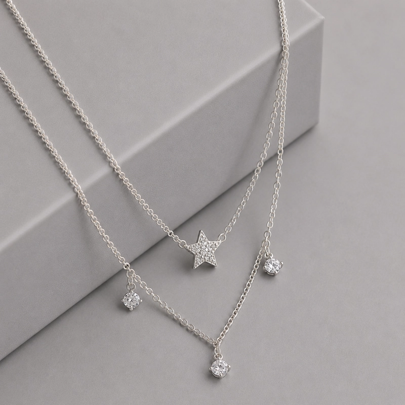 COLLAR DOBLE ESTRELLA DE PLATA 925 MUJER RIALTO - 1