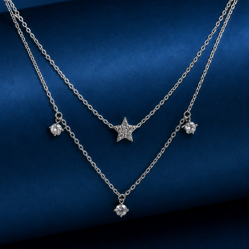COLLAR DOBLE ESTRELLA DE PLATA 925 MUJER RIALTO - 2