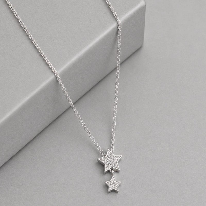 COLLAR DOBLE ESTRELLAS PLATA 925 MUJER RIALTO - 1